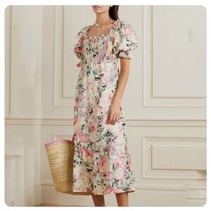 Faithfull the brand de christin shirred floral midi dress